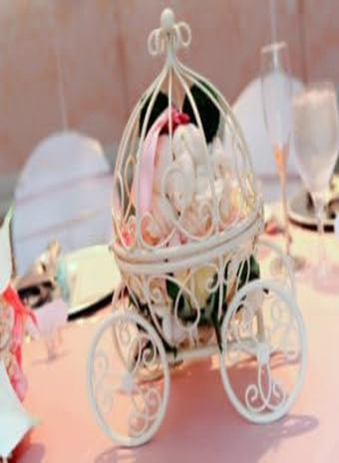 NAYAB Cinderella's Pumpkin Carriage Table Centrepiece | Party Favours & Candy Box for Wedding, Birthday Party, Festivals & Girl's Room Decorations Without Flowers (Ivory) - Image 3